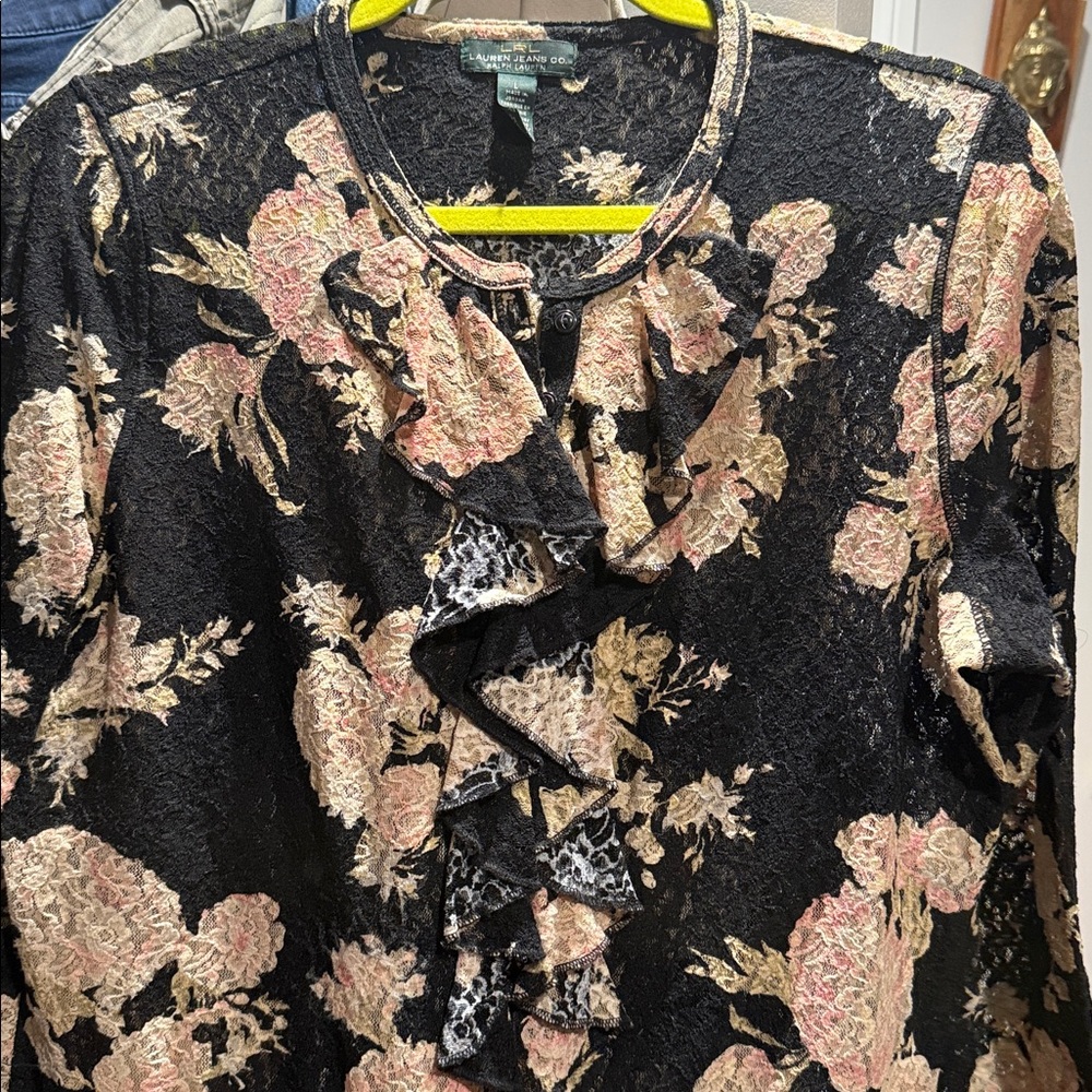 Ralph Lauren Black Floral Top